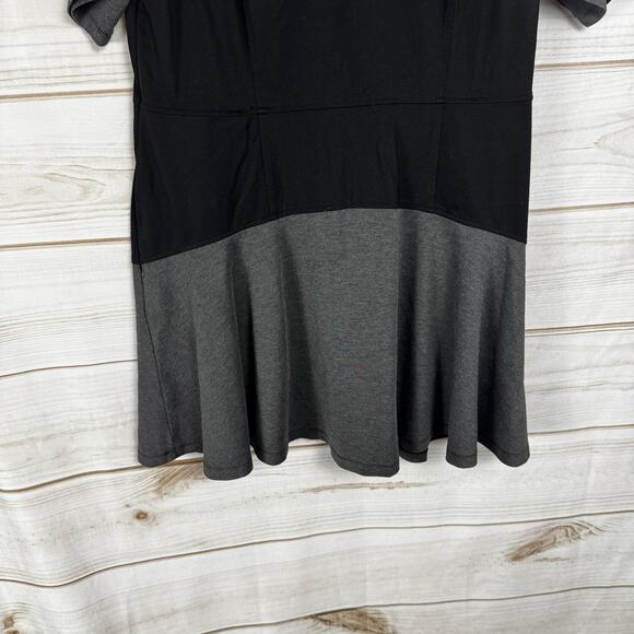eShakti Black & Gray Color Block Short Sleeve Mini Shirt Dress Size XL - Picture 3 of 10